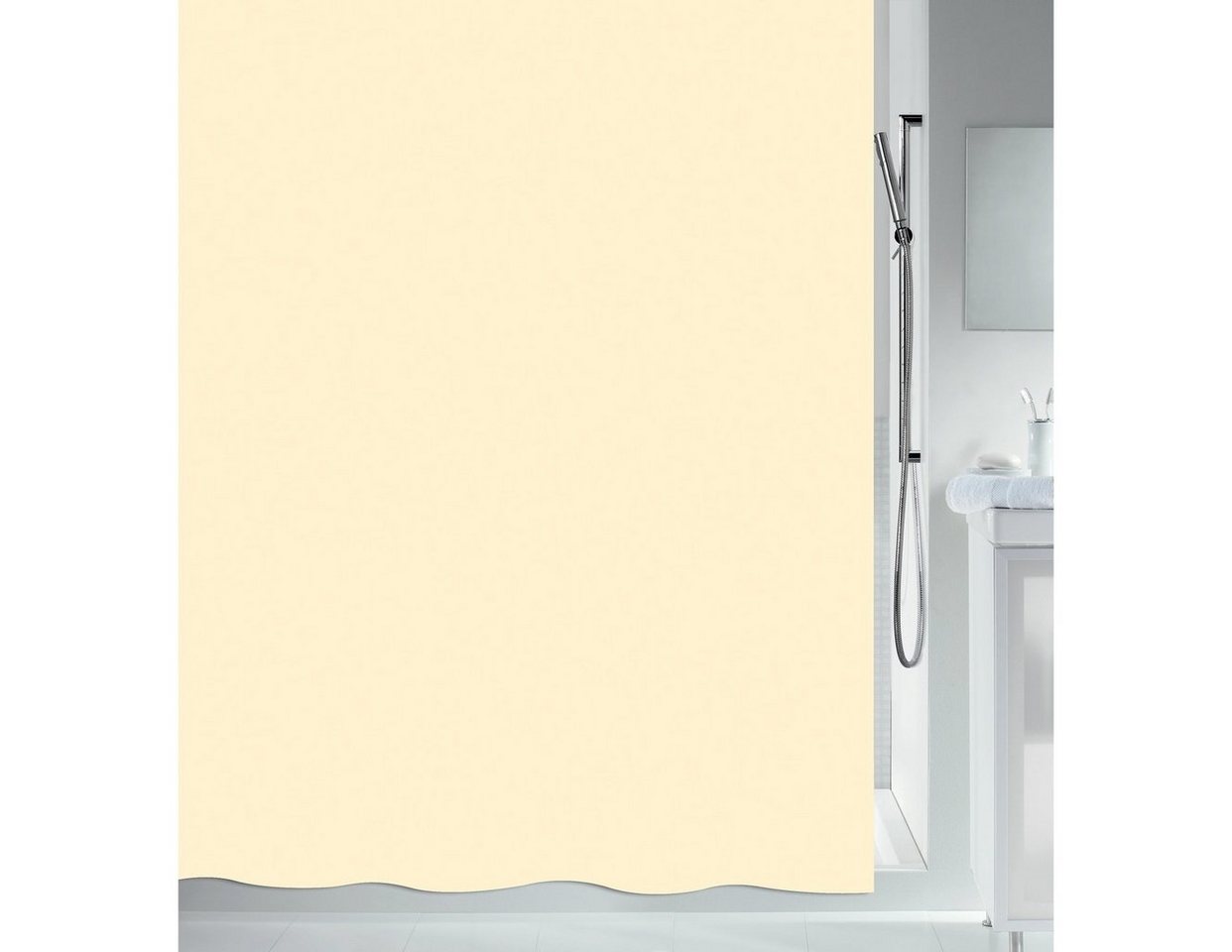 spirella Duschvorhang BIO Breite 120 cm, Anti-Schimmel Plastik-Duschvorhang, PEVA, 120x200 cm, 100% wasserdicht, waschbar, beige von spirella