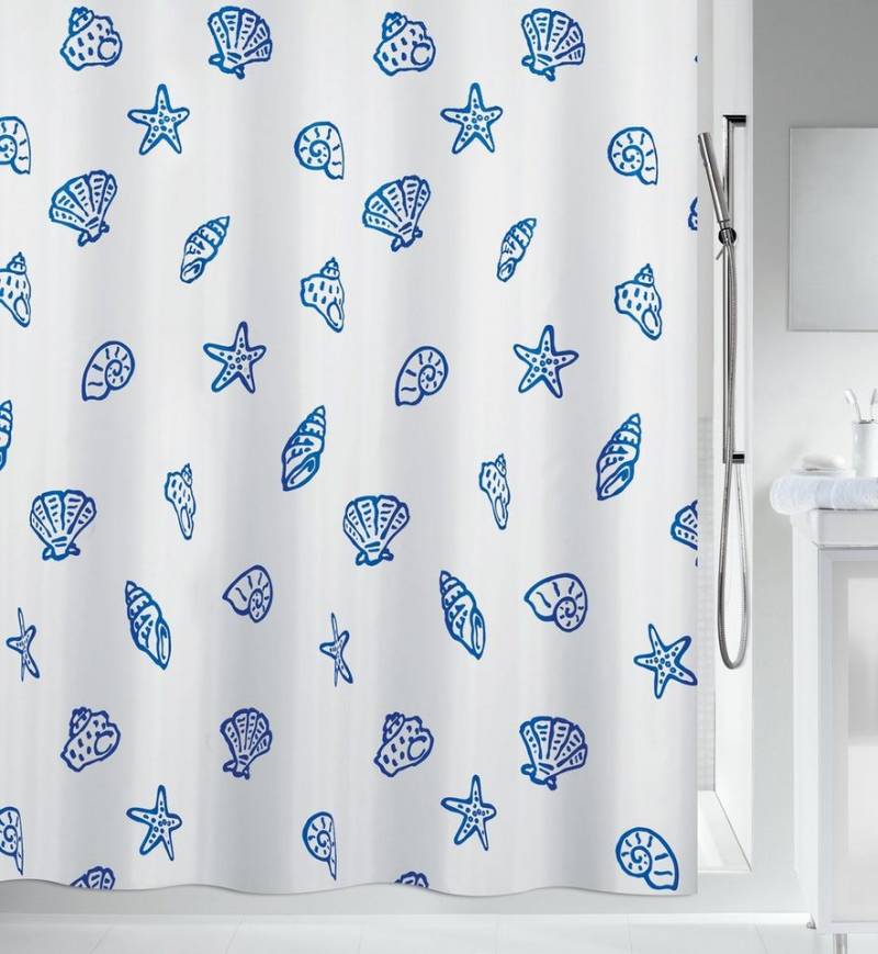 spirella Duschvorhang CONCHA Breite 120 cm, Anti-Schimmel Textil-Duschvorhang, Polyester, 120x200 cm, waschbar von spirella