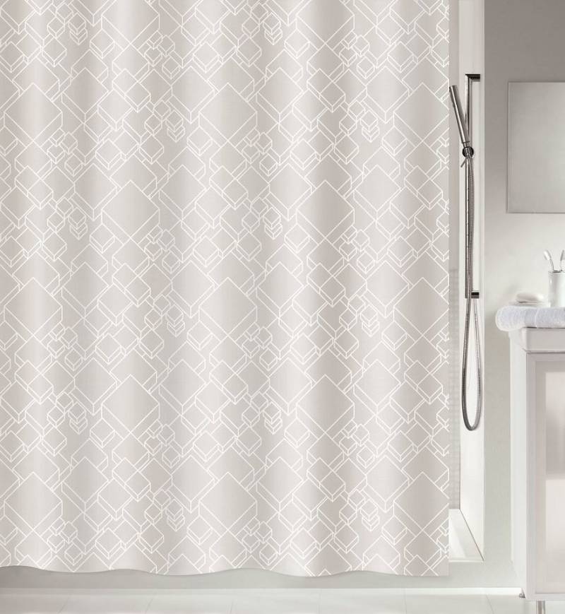 spirella Duschvorhang PEER Breite 180 cm, Anti-Schimmel Textil-Duschvorhang, Polyester, weiß, 180x180 cm, waschbar von spirella