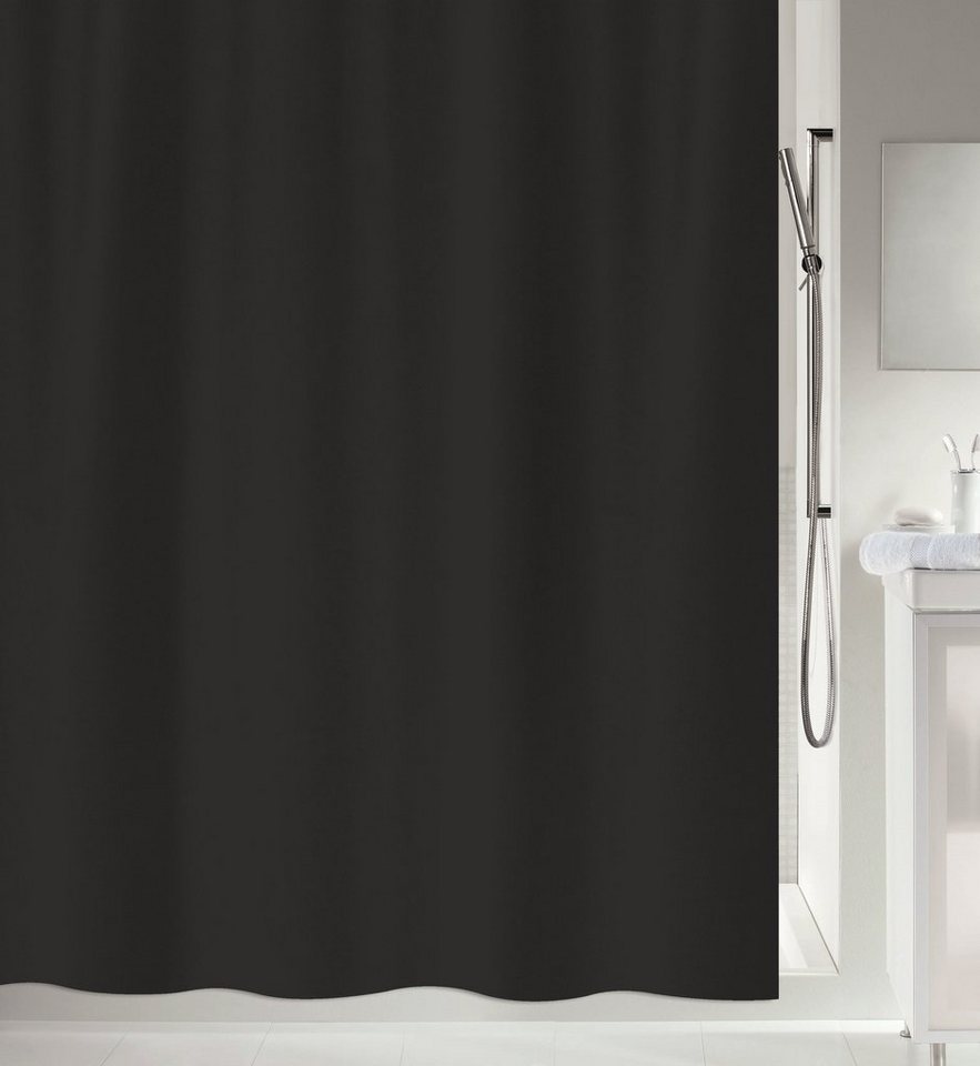 spirella Duschvorhang PRIMO Breite 120 cm, Anti-Schimmel Textil-Duschvorhang, Polyester, 120x200 cm, waschbar, schwarz von spirella