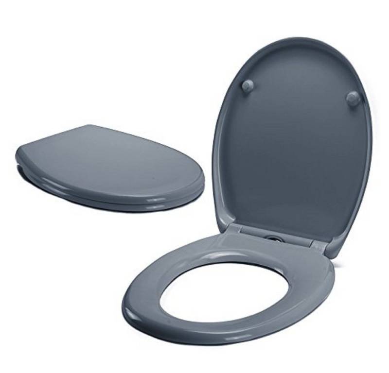 spirella WC-Sitz EASY CLIP, Premium Toilettendeckel aus Duroplast, Edelstahl Scharniere mit Quick-Release-Funktion zur einfachen Schnellreinigung, Soft Close Absenkautomatik, oval, grau von spirella