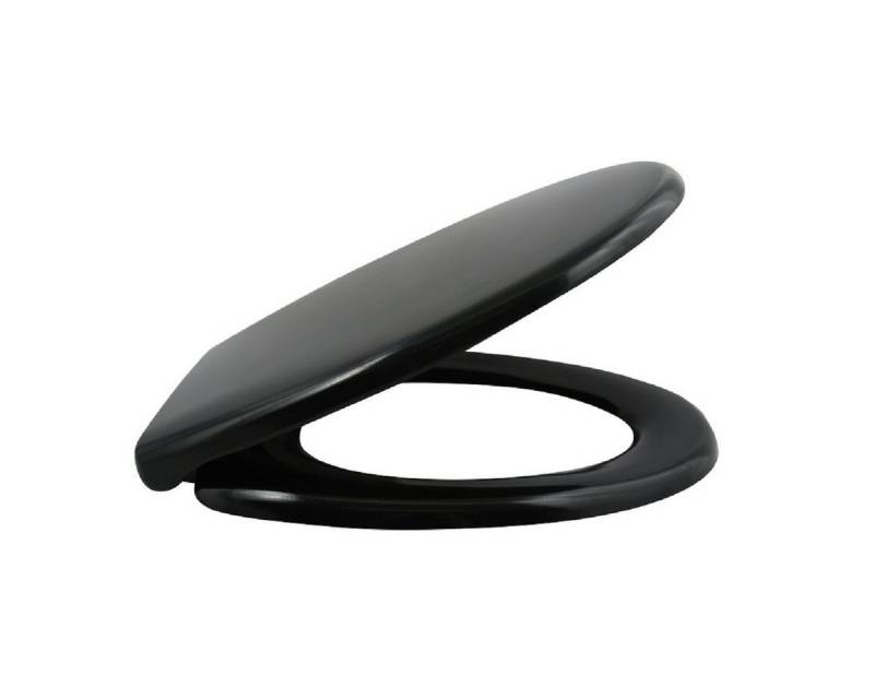 spirella WC-Sitz EASY CLIP, Premium Toilettendeckel aus Duroplast, Edelstahl Scharniere mit Quick-Release-Funktion zur einfachen Schnellreinigung, Soft Close Absenkautomatik, oval, schwarz von spirella