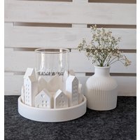 Windlicht Häuser I Lichterkranz Häuserkranz Mini Kerzenhalter Glas Geschenk Deko Raysin von spontankreARTiv