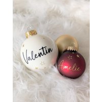 Weihnachtskugeln Personalisiert | Mit Namen Wunschname Echtglas Christbaumkugel Weihnachtskugel I Gold Rot Weiß von spontankreARTiv