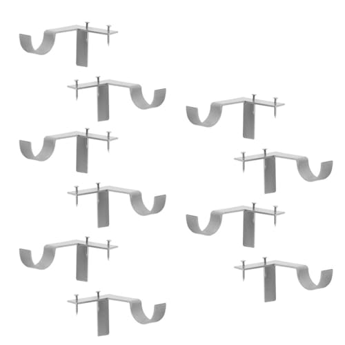 10 Stück robuste Metall-Gardinenstangenhalterungen, einstangenhalter, Silber-Finish, Wandhaken für Fensterbehandlung, 10 Stück von sporful