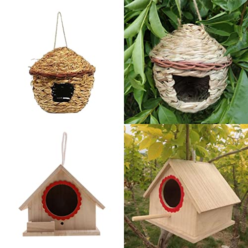 2 Stück handgewebtes Stroh-Vogelnest Haus Schlüpfen Brutgrashöhlen für Papageien Vögel Dekoration 2 Stück handgewebtes Stroh-Vogelnest Haus Schlüpfen Brutgrashöhlen für Papageien Vögel Dekoration von sporful