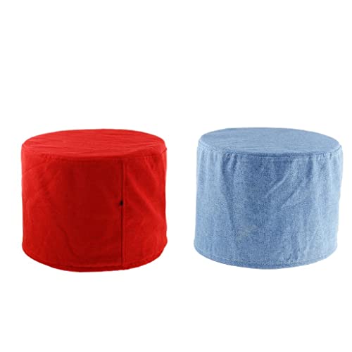 2 runde Hockerbezüge aus Baumwollleinen, passend für 27,9 cm Fußhocker, Rot / Blau, 2 Stück von sporful