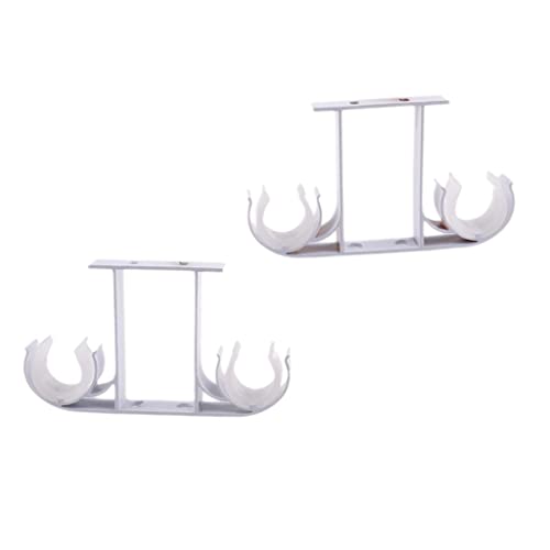 2 x Befestigungsschrauben oben, Doppelhalterungen mit Gardinenstangen, weiße Aluminiumlegierung, einfache Installation, robust, langlebig, 14 x 8 cm von sporful