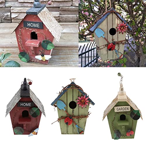 3 Stück Landhäuser Holz Vogelhaus Hängend Vogelhaus Condo Set für Garten Dekor von sporful