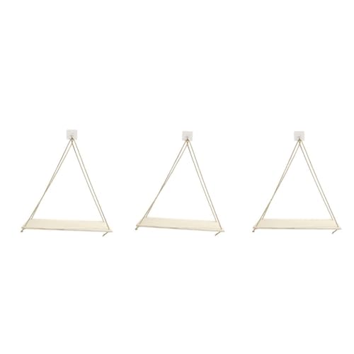 3 x Hängeseil an der Wand montierte Regale aus Holz, Blumentopfständer, Innen- und Außendekoration von sporful