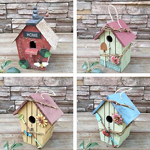 4 Stück Landhäuser Holz Vogelhaus Hängende Vogelhaus Condo Garten Dekor von sporful