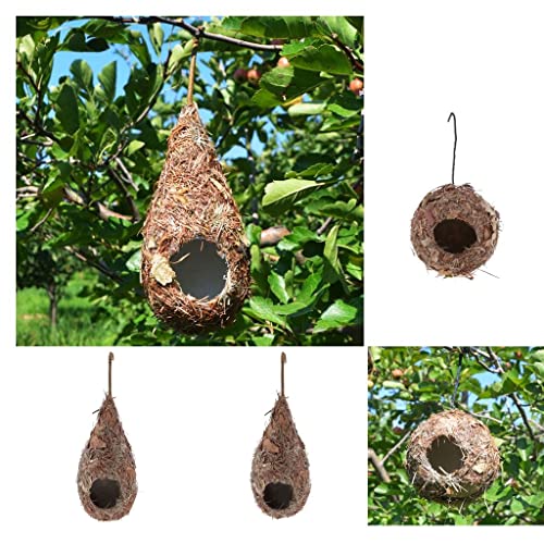 5 x handgefertigtes Vogelhaus zum Aufhängen für Haustier Papagei Vogelhaus Nest Hütte Baum Dekoration Vintage Retro Stroh Gras Hartschaum von sporful