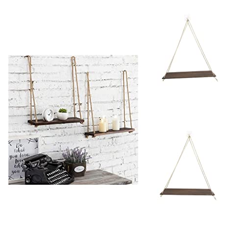 Hängeseil zur Wandmontage, Blumentopfständer, L-dunkles Holz, für Innen- und Außenbereich, 2 Stück von sporful