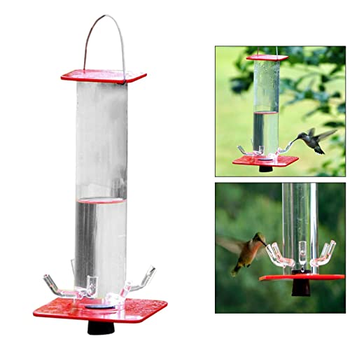 Kolibri-Futterstation zum Aufhängen für den Außenbereich, Garten, Terrasse, Dekoration, robuster Kunststoff mit 5 Futteröffnungen von sporful