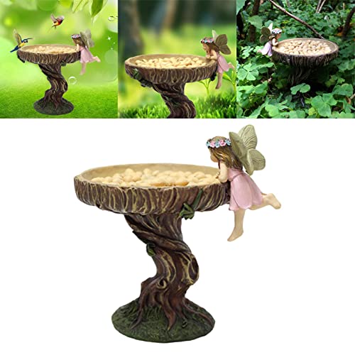 Niedliche Vogelfutterstation Ornament Statue Dekoration für Garten Vogelbeobachtung Outdoor Harz Feengarten inspiriert von sporful