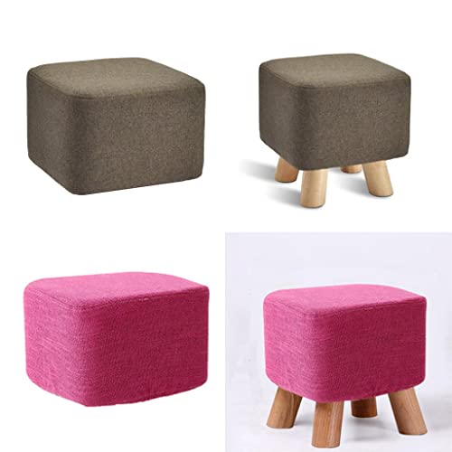 Quadratische Holzhocker-Schutzhülle für Fußhocker, 29 x 29 x 29 cm, Leinen-Baumwollstoff, leicht zu reinigen, Heimdekoration, 2 Stück von sporful