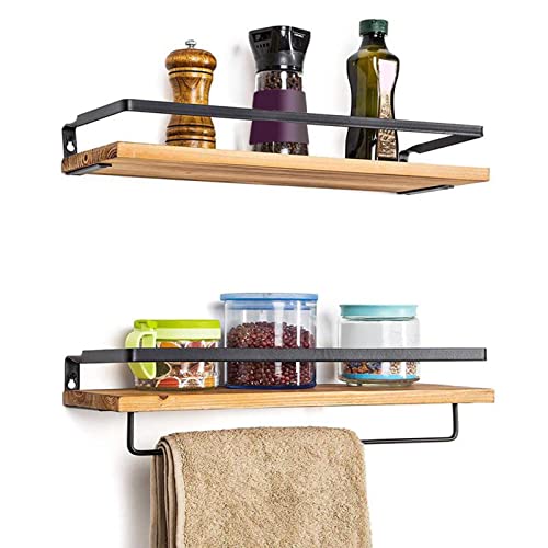 Retro-Wandregal, schwebendes Regal, Display, Shampoo, bedingtes Regal, Holz, Metall, rustikal, 42 x 15 x 8 cm von sporful