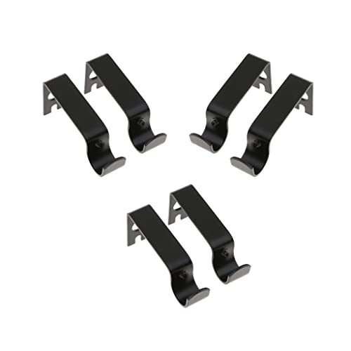 Set mit 6 verstellbaren Metall-Gardinenstangenhalterungen, robuste Wandhaken für Stangen bis 1,5 cm, Schwarz von sporful