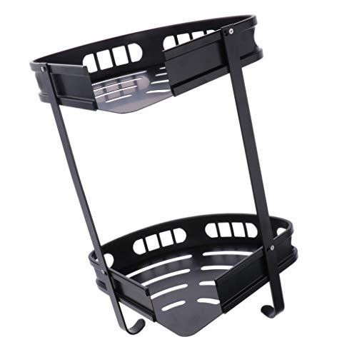 Space Aluminium Badezimmer Eckregal Doppelstöckiger Aufbewahrungskorb Küchenregal Rack Schwarz von sporful