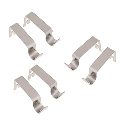 Verstellbare Metall-Gardinenstangenhalterungen, robuste Wandhaken, Halterung, silberfarben, für Stangen bis zu 1,5 cm Durchmesser, 6 Stück von sporful