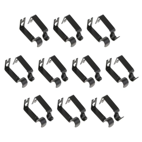 Verstellbare Metall-Gardinenstangenhalterungen, robuste Wandhaken für Stangen bis zu 1,5 cm Durchmesser, Schwarz, 20 Stück von sporful