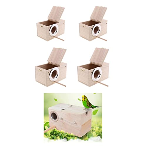 Wildvogel-Nistkasten-Set aus Holz, 4-teiliges Nistkasten-Set – Futterstation und Stab für Gartenvögel von sporful