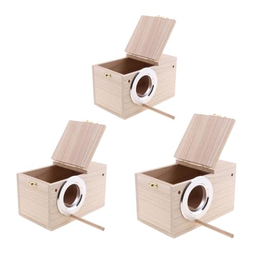 Wildvogel-Nistkasten aus Holz, Nistkasten für Wildvögel, Futterstation und Stab für Gartenvögel, 3 Stück von sporful