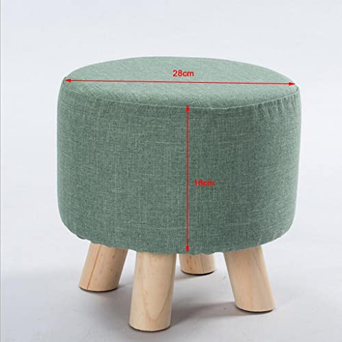 sporful 2 x runder Leinenstoff-Fußhocker-Bezug, Holzhocker-Schonbezug, 28 x 18 cm, Grün / Dunkel von sporful