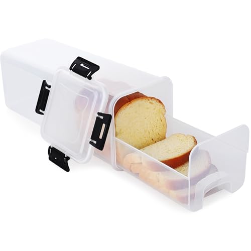 sporful Brotaufbewahrungsbehälter mit luftdichtem Deckel – Kunststoff-Brotbox mit Schublade, Kastenhalter für geschnittenes Brot, Toast, Bagels, Sandwiches, Küchentheke oder Kühlschrank-Organisation von sporful