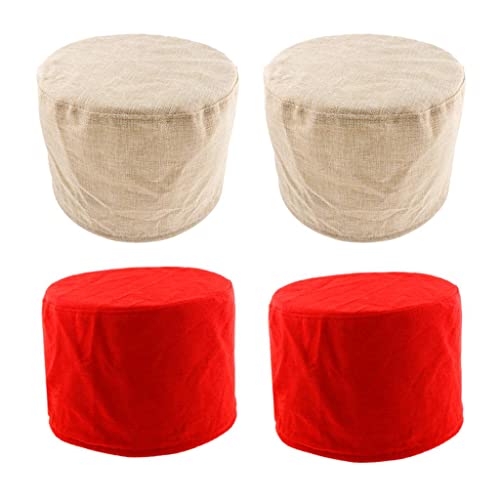 sporful Runde Barhockerbezüge aus Baumwolle, passend für 27,9 cm Fußhocker mit 27,9 cm Durchmesser, 2 x Kamel, 2 x Rot, 4 Stück von sporful