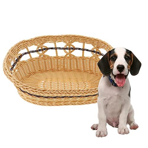 sporful Sommerhütte Hundekäfig Zelt Rattan Haustier Nest Korb für Hunde Katzen Kleintiere von sporful