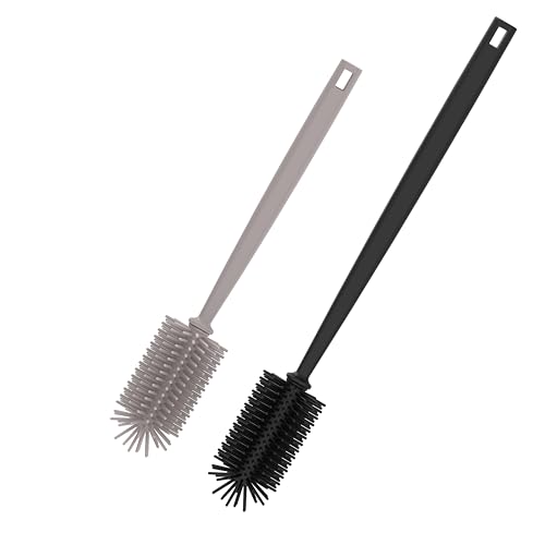 spottle Flaschenbürste Silikon - Reinigungsbürste mit langem Griff - Spülbürste lang & grau für Glas-Trinkflaschen - Bottle Brush von spottle