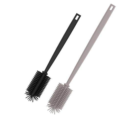spottle Flaschenbürste Silikon - Reinigungsbürste mit langem Griff - Spülbürste lang & schwarz für Glas-Trinkflaschen - Bottle Brush von spottle