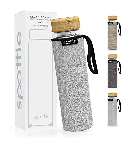 spottle Teeflasche mit sieb to go 1 Liter - Trinkflasche für Tee aus Glas in 500ml, 650ml, 1 l - Teekanne - Teezubereiter - Teebecher - Tea bottle von spottle