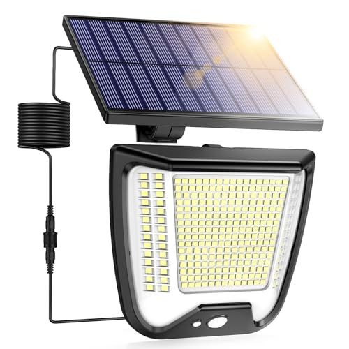 spqment Solarlampen Strahler Außen LED mit Bewegungsmelder, 288 LED Solar Aussen Lampe IP65 Wasserdichte Solarleuchte 270° Beleuchtungswinkel 3 Modi Solarlampe für Garten, Hof, Garage von spqment