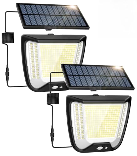 spqment Solarlampen Strahler Außen LED mit Bewegungsmelder - 288 LED Solar Aussen Lampe IP65 Wasserdichte Solarleuchte 270° Beleuchtungswinkel Aussenleuchte 3 Modi Solarlampe Garten für Hof Garage von spqment