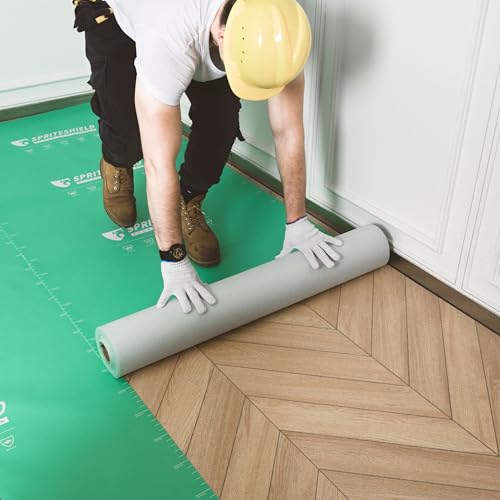 Sheeldify Schwerlast-Bodenschutzfolie 97cm x 30m Grün Malervlies Rutschfester Abdeckvlies Renovierung Umzug Professioneller Schutz Oberflächenschutz Bodenbeläge (S-180G 97cmx30m Grün) von spriteshield