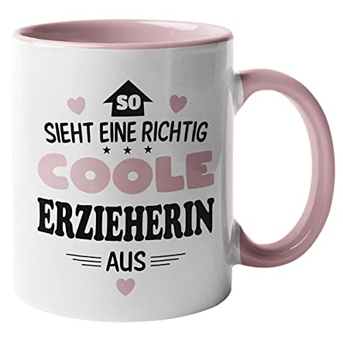 Erzieherin Tasse | So sieht eine richtig coole Erzieherin aus | Kaffeetasse Beruf Tasse mit Spruch von spruchklopferei