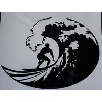 Surfbrett Surft Auf Den Wellen Vinyl Aufkleber Grafik Schild Wand Kunst Vw Camper Van Motorhome Spaß von srdecalsdesign