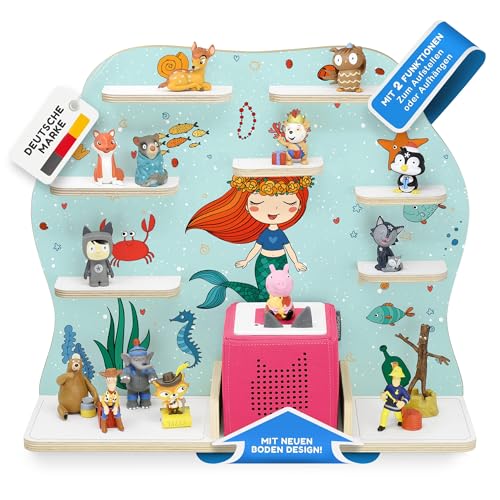 stadtecken Kinder Regal für Musikbox I Geeignet für die Toniebox und ca. 50 Tonies I Perfekte Aufbewahrung für Kinderzimmer I zum Aufstellen oder Aufhängen (Meerjungfrau grün, Groß) von stadtecken