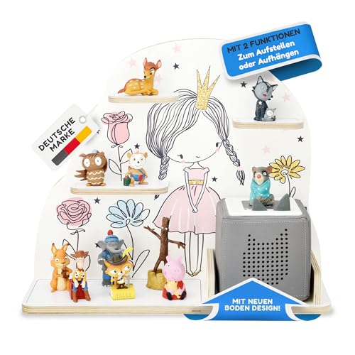 stadtecken Holzregal für Musikbox I Giraffe, mittel I Geeignet für die Toniebox und ca. 30 Tonies I Perfekte Tonie Aufbewahrung im Kinderzimmer I Zum Aufstellen oder Aufhängen von stadtecken