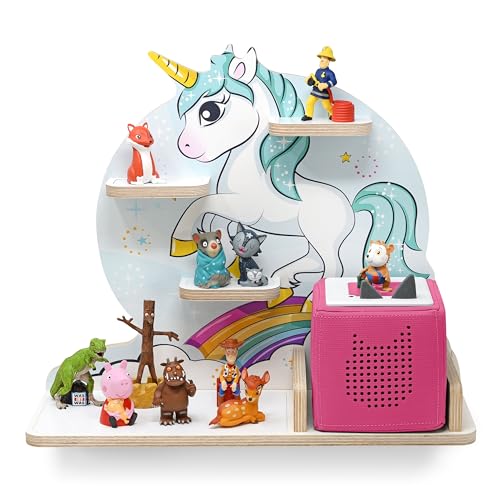 stadtecken Kinder Regal für Musikbox I Geeignet für die Toniebox und ca. 50 Tonies I Perfekte Aufbewahrung für Kinderzimmer I zum Aufstellen oder Aufhängen (Einhorn, Mittel) von stadtecken