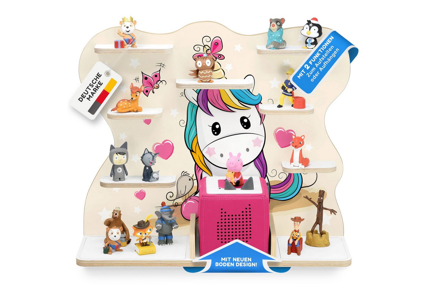 stadtecken Kinderregal Musikbox Regal - Holzregal geeignet für die Toniebox, Passend für ca. 50 Tonies von stadtecken