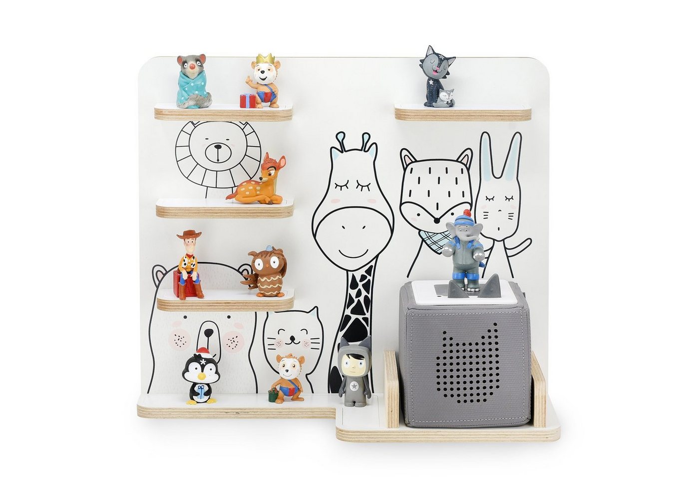 stadtecken Kinderregal mit schmalen Boden - geeignet für die Toniebox und Tonies, Bunte, verspielte Aufbewahrung für 35 Figuren, ideal fürs Kinderzimmer von stadtecken
