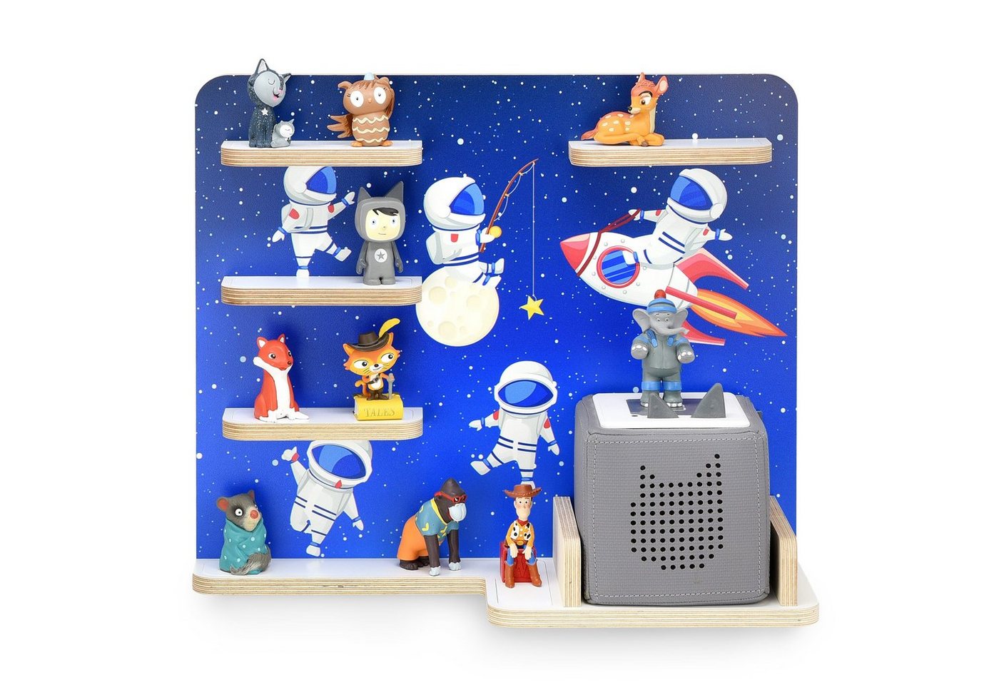 stadtecken Kinderregal mit schmalen Boden - geeignet für die Toniebox und Tonies, Bunte, verspielte Aufbewahrung für 35 Figuren, ideal fürs Kinderzimmer von stadtecken