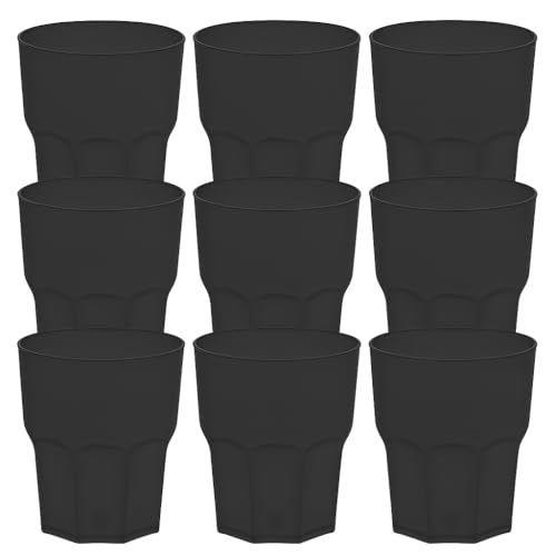 9x GLASSY CUP® 480 ml Schwarz Transparent – Bruchfester Kunststoffbecher im Glaslook – BPA-frei, spülmaschinenfest, wiederverwendbar – Ideal für Cocktail, Caipi, Party, Camping & Outdoor von stahl-design-tebart