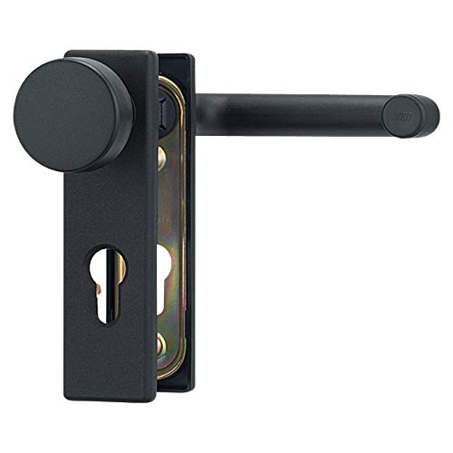 Wechselgarnitur Beschlag für FH Tür einseitig Knauf/einseitig Drücker schwarz nach DIN 18273 von stahl-design-tebart
