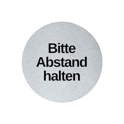 stahl-design-tebart Hinweisschild Piktogramm rund 7,5 cm Edelstahl selbstklebend 3M Klebefläche graviert Edeloptik elegante Beschilderung langlebig BITTE ABSTAND HALTEN- 7,5x7,5x0,1cm stahl-design-tebart Hinweisschild Piktogramm rund 7,5 cm Edelstahl selbstklebend 3M Klebefläche graviert Edeloptik elegante Beschilderung langlebig BITTE ABSTAND HALTEN- 7,5x7,5x0,1cm von stahl-design-tebart