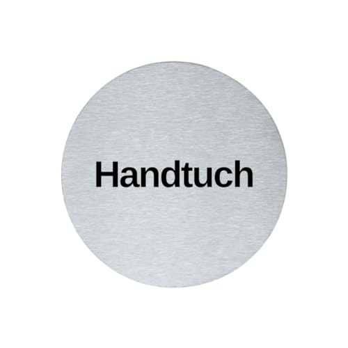 stahl-design-tebart Hinweisschild Piktogramm rund 7,5 cm Edelstahl selbstklebend 3M Klebefläche graviert Edeloptik elegante Beschilderung langlebig HANDTUCH- 7,5x7,5x0,1cm von stahl-design-tebart