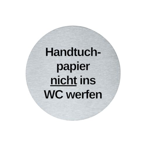 stahl-design-tebart Hinweisschild Piktogramm rund 7,5 cm Edelstahl selbstklebend 3M Klebefläche graviert Edeloptik elegante Beschilderung langlebig HANDTUCHPAPIER NICHT INS WC WERFEN- 7,5x7,5x0,1cm stahl-design-tebart Hinweisschild Piktogramm rund 7,5 cm Edelstahl selbstklebend 3M Klebefläche graviert Edeloptik elegante Beschilderung langlebig HANDTUCHPAPIER NICHT INS WC WERFEN- 7,5x7,5x0,1cm von stahl-design-tebart